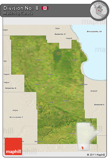 Satellite 3D Map of Division No.  8, shaded relief outside