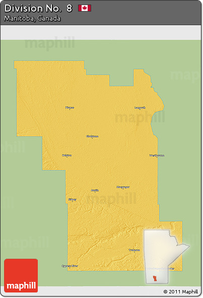 Savanna Style 3D Map of Division No.  8, single color outside