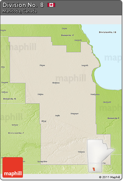 Shaded Relief 3D Map of Division No.  8, physical outside