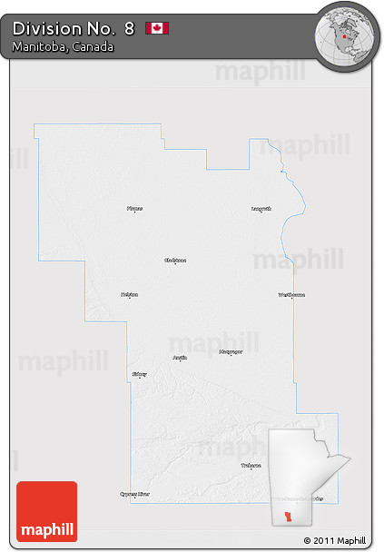 Silver Style 3D Map of Division No.  8, single color outside