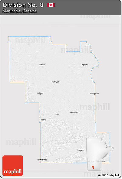 Silver Style 3D Map of Division No.  8, single color outside