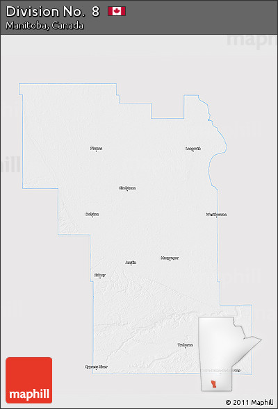 Silver Style 3D Map of Division No.  8, single color outside
