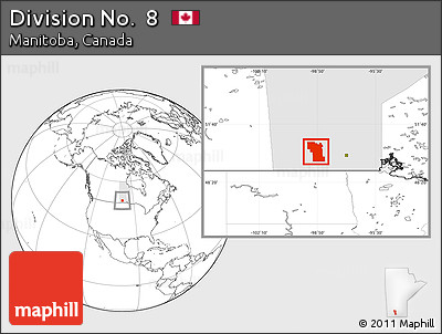 Blank Location Map of Division No.  8, highlighted parent region