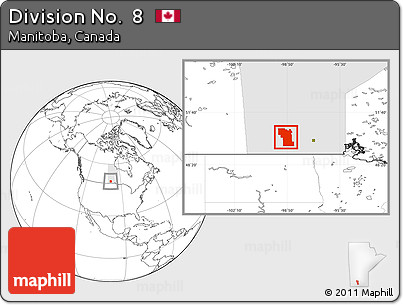 Blank Location Map of Division No.  8, highlighted parent region