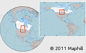 Gray Location Map of Division No.  8, highlighted country, within the entire country, hill shading