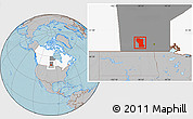Gray Location Map of Division No.  8, highlighted country, highlighted parent region, hill shading