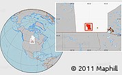 Gray Location Map of Division No.  8, highlighted parent region, hill shading