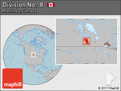 Gray Location Map of Division No.  8, hill shading
