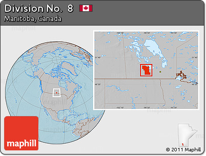 Gray Location Map of Division No.  8, hill shading