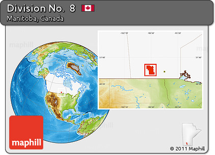 Physical Location Map of Division No.  8, highlighted country