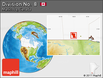 Physical Location Map of Division No.  8, highlighted country