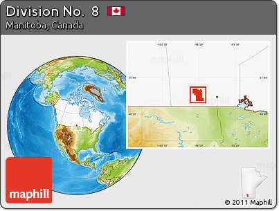 Physical Location Map of Division No.  8, highlighted country