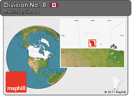 Satellite Location Map of Division No.  8, highlighted country