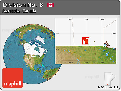 Satellite Location Map of Division No.  8, highlighted country