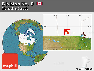 Satellite Location Map of Division No.  8, highlighted country