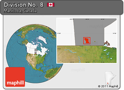 Satellite Location Map of Division No.  8, highlighted country, highlighted parent region