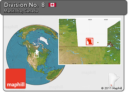 Satellite Location Map of Division No.  8, highlighted parent region
