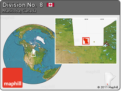 Satellite Location Map of Division No.  8, highlighted parent region