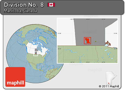 Savanna Style Location Map of Division No.  8, highlighted country, highlighted parent region, hill shading