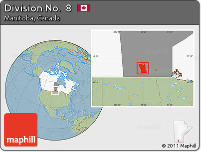 Savanna Style Location Map of Division No.  8, highlighted country, highlighted parent region, hill shading