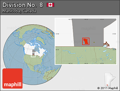 Savanna Style Location Map of Division No.  8, highlighted country, highlighted parent region, hill shading