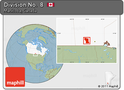 Savanna Style Location Map of Division No.  8, highlighted country, hill shading