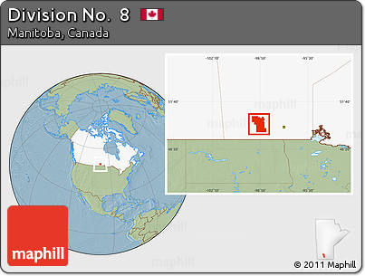 Savanna Style Location Map of Division No.  8, highlighted country, hill shading