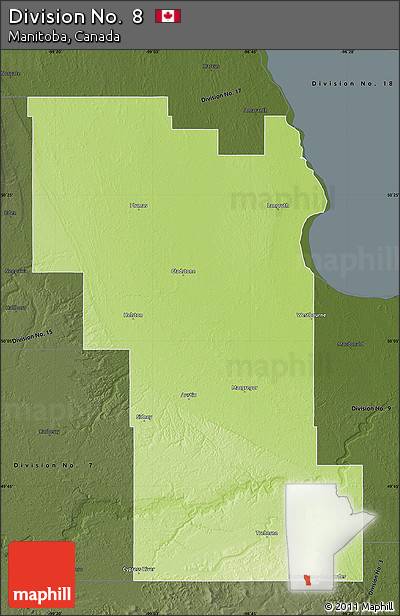 Physical Map of Division No.  8, darken