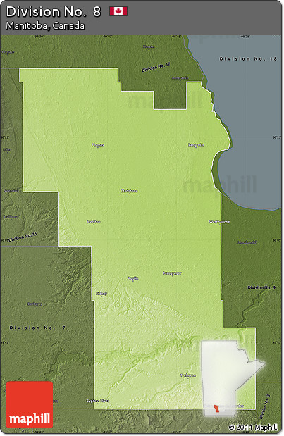 Physical Map of Division No.  8, darken