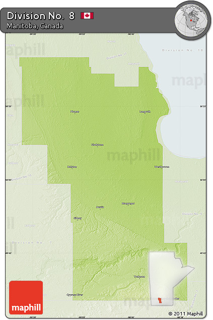 Physical Map of Division No.  8, lighten