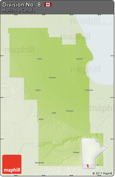 Physical Map of Division No.  8, lighten