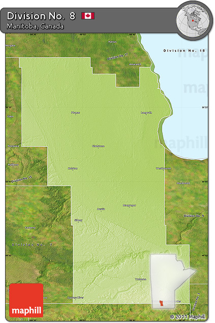 Physical Map of Division No.  8, satellite outside