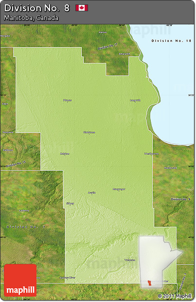 Physical Map of Division No.  8, satellite outside