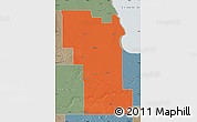 Political Map of Division No.  8, semi-desaturated