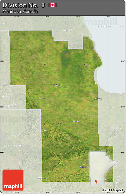 Satellite Map of Division No.  8, lighten