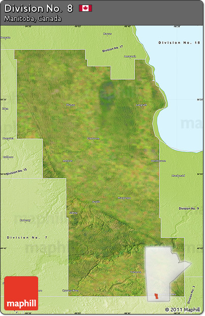 Satellite Map of Division No.  8, physical outside