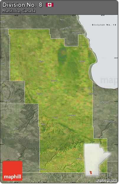 Satellite Map of Division No.  8, semi-desaturated