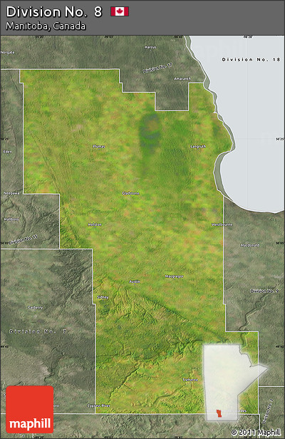 Satellite Map of Division No.  8, semi-desaturated