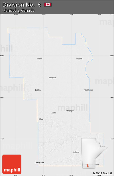 Silver Style Map of Division No.  8, single color outside