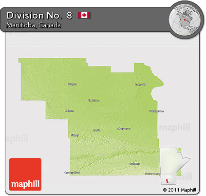 Physical Panoramic Map of Division No.  8, cropped outside