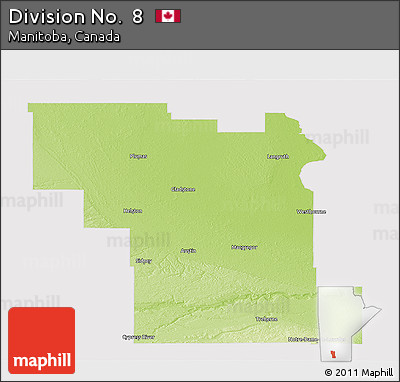 Physical Panoramic Map of Division No.  8, cropped outside