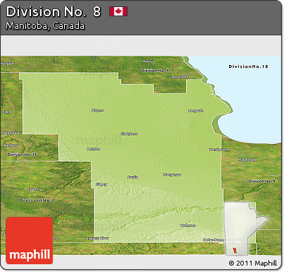 Physical Panoramic Map of Division No.  8, satellite outside