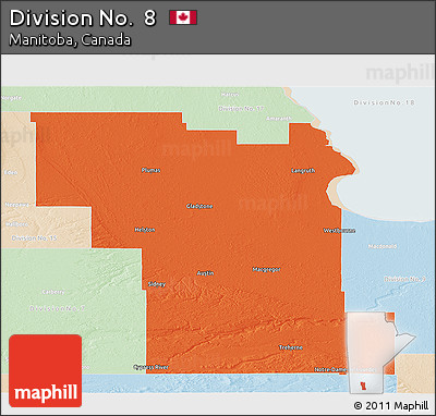 Political Panoramic Map of Division No.  8, lighten