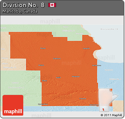 Political Panoramic Map of Division No.  8, lighten