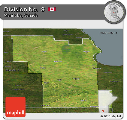 Satellite Panoramic Map of Division No.  8, darken