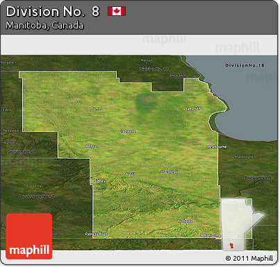 Satellite Panoramic Map of Division No.  8, darken