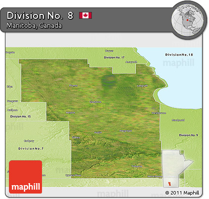 Satellite Panoramic Map of Division No.  8, physical outside