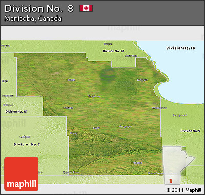 Satellite Panoramic Map of Division No.  8, physical outside