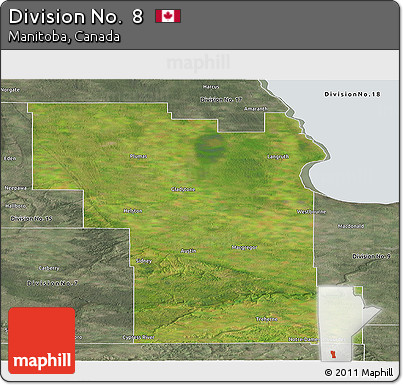 Satellite Panoramic Map of Division No.  8, semi-desaturated