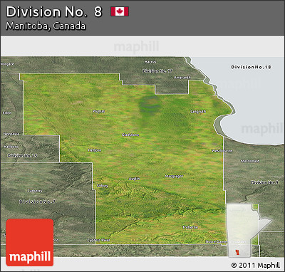 Satellite Panoramic Map of Division No.  8, semi-desaturated